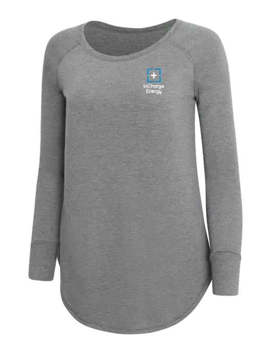 Womens Perfect Wide Collar Tunic Tri-Blend Grey Frost 4.5 oz T-Shirt w/InCharge Logo