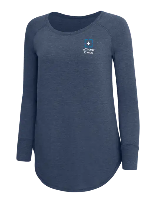 Womens Perfect Wide Collar Tunic Tri-Blend Navy Frost 4.5 oz T-Shirt w/InCharge Logo