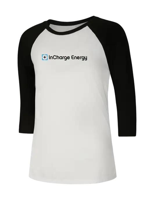 Womens Simply Soft 3/4 Sleeve Black/White Ring Spun Cotton T-Shirt w/InCharge Logo