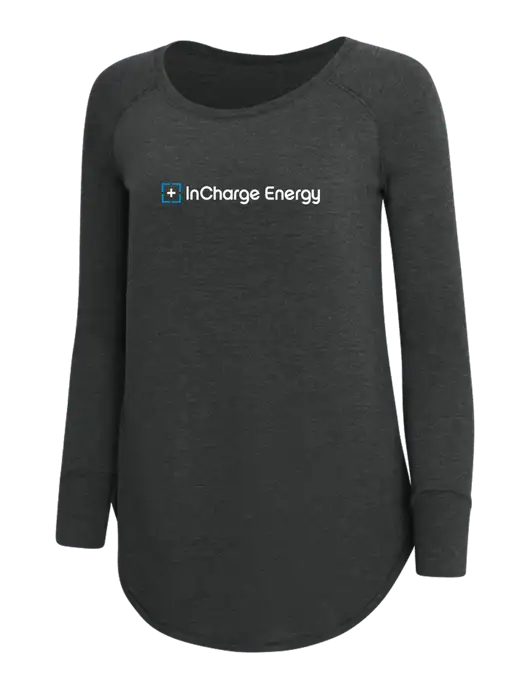 Womens Perfect Wide Collar Tunic Tri-Blend Black Frost 4.5 oz T-Shirt w/InCharge Logo