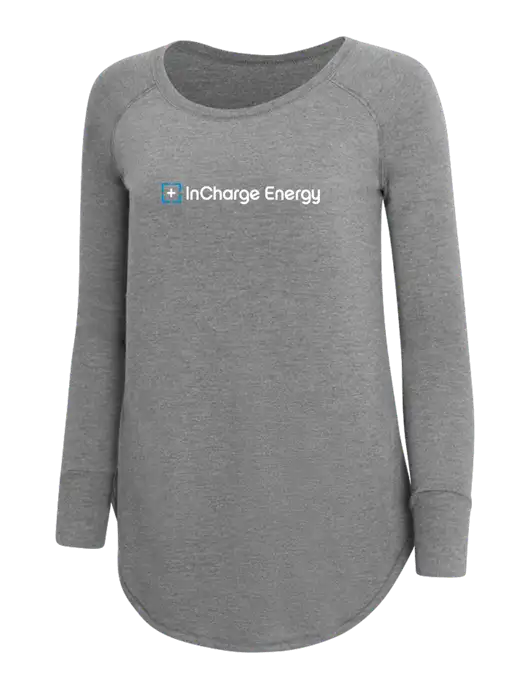 Womens Perfect Wide Collar Tunic Tri-Blend Grey Frost 4.5 oz T-Shirt w/InCharge Logo
