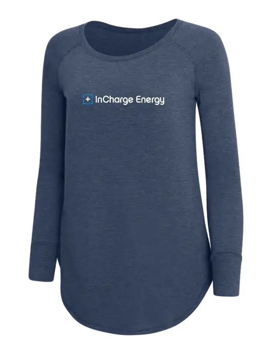 Womens Perfect Wide Collar Tunic Tri-Blend Navy Frost 4.5 oz T-Shirt w/InCharge Logo