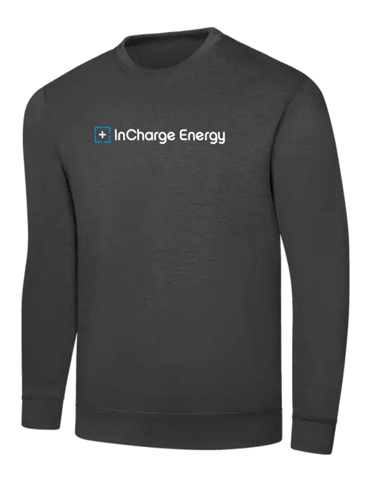 Dark Heather Grey 7.8 oz Ring Spun Crew Sweatshirt w/InCharge Logo