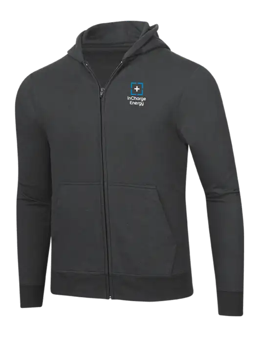 Charcoal 8.5 oz Ring Spun Zip Hooded Sweatshirt w/InCharge Logo