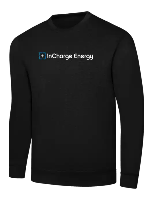 Black 7.8 oz Ring Spun Crew Sweatshirt w/InCharge Logo