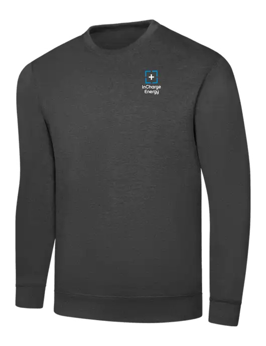 Dark Heather Grey 7.8 oz Ring Spun Crew Sweatshirt w/InCharge Logo