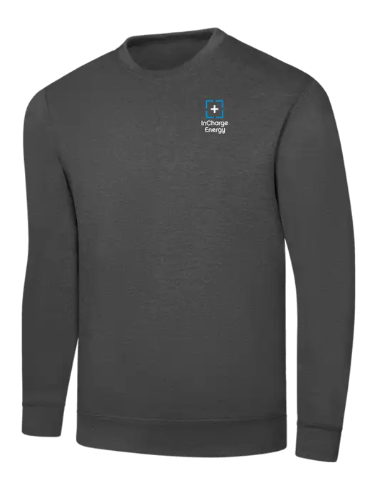 Charcoal 7.8 oz Ring Spun Crew Sweatshirt w/InCharge Logo
