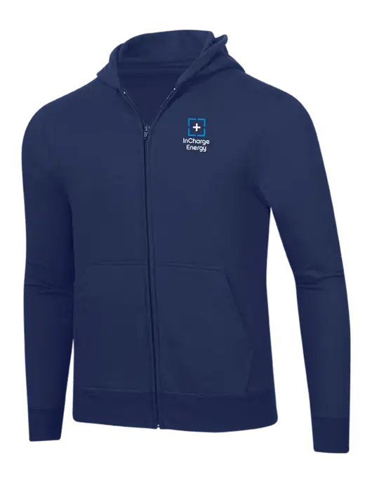 Navy 8.5 oz Ring Spun Zip Hooded Sweatshirt w/InCharge Logo