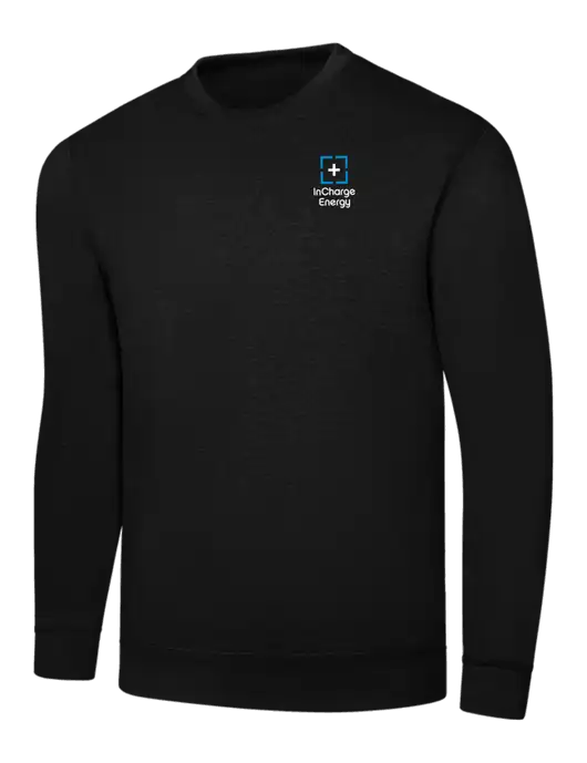 Black 7.8 oz Ring Spun Crew Sweatshirt w/InCharge Logo