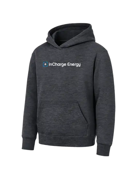 Youth Dark Heather Grey 7.8 oz Pullover Hooded Sweatshirt w/InCharge Logo