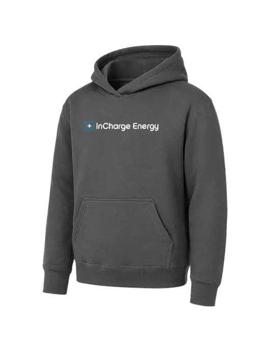 Youth Charcoal 7.8 oz Pullover Hooded Sweatshirt w/InCharge Logo