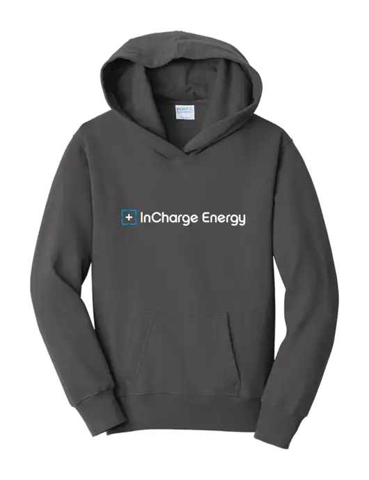 Youth Charcoal 7.8 oz, 50/50 Cotton/Poly Pullover Hooded Sweatshirt w/InCharge Logo