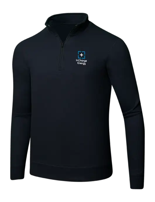 Jet Black 8.5 oz Ring Spun 1/4 Zip Pullover Sweatshirt w/InCharge Logo
