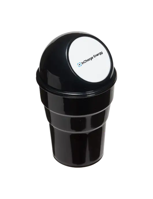 Black Car Cup Holder Trash Can w/InCharge Logo