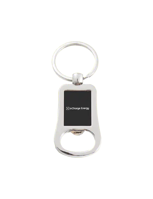 Silver & Black Bottle Opener Keychain w/InCharge Logo