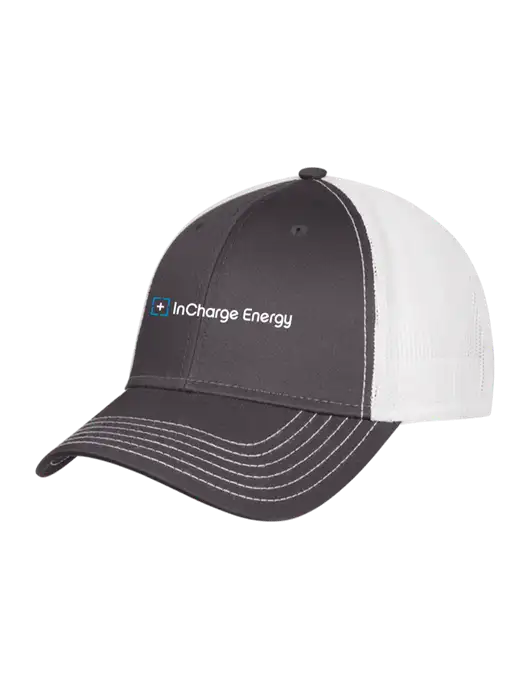 Dark Grey/White Mesh Trucker Cap Snap Back w/InCharge Logo