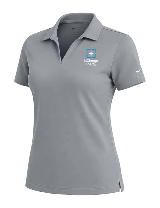 NIKE Medium Grey Womens Dri-Fit Micro Pique Polo w/InCharge Logo