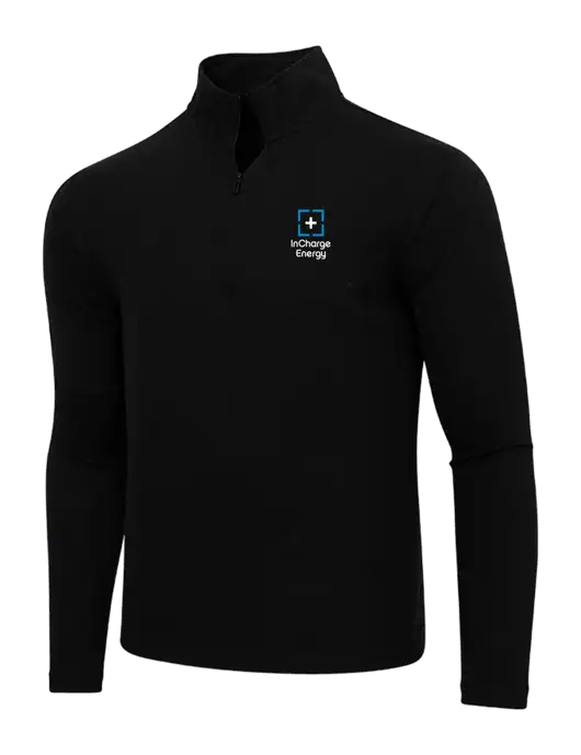 Adidas  Black Melange 3 Stripes Quarter Zip Sweater w/InCharge Logo