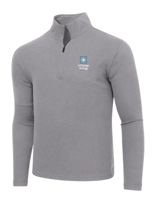 Adidas Medium Grey Melange 3 Stripes Quarter Zip Sweater w/InCharge Logo