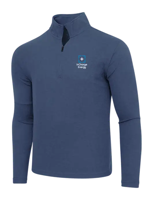 Adidas  Navy  Melange 3 Stripes Quarter Zip Sweater w/InCharge Logo