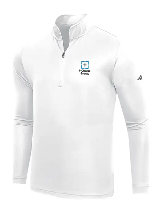 Adidas White  Lightweight Quarter Zip Pullover w/InCharge Logo