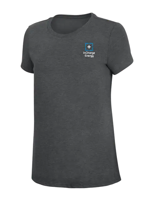 Womens Simply Soft Charcoal 4.5oz Poly/Combed Ring Spun Cotton T-Shirt w/InCharge Logo