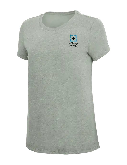 Womens Simply Soft Heathered Light Grey 4.5oz Poly/Combed Ring Spun Cotton T-Shirt w/InCharge Logo