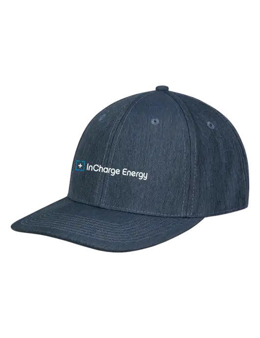 Premium Modern Structured Twill Heathered Navy Snapback Cap w/InCharge Logo