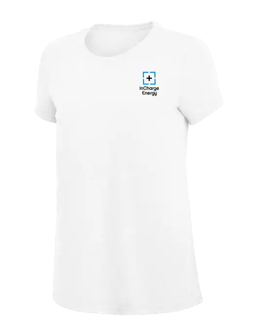 Womens Simply Soft White 4.5oz Poly/Combed Ring Spun Cotton T-Shirt
 w/InCharge Logo