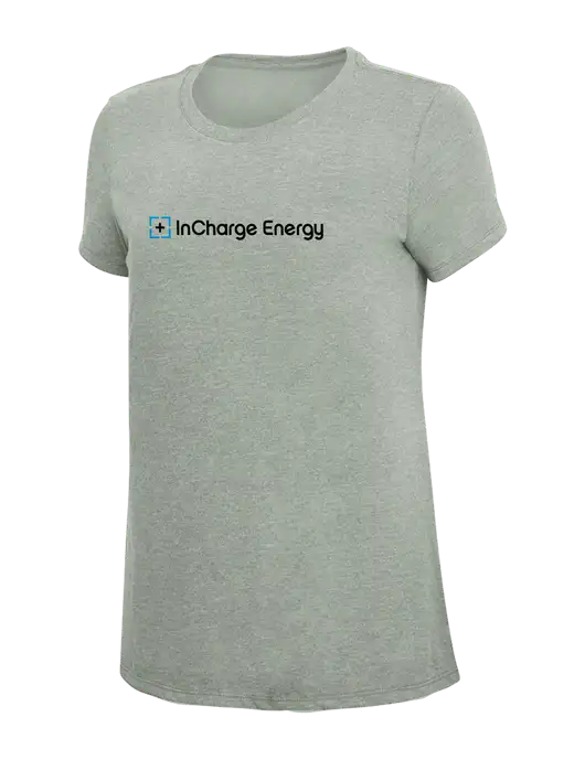 Womens Simply Soft Heathered Light Grey 4.5oz Poly/Combed Ring Spun Cotton T-Shirt w/InCharge Logo