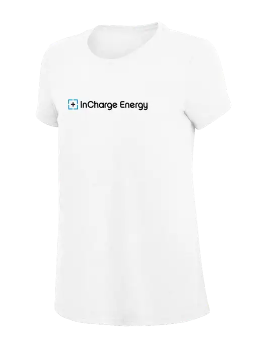 Womens Simply Soft White 4.5oz Poly/Combed Ring Spun Cotton T-Shirt
 w/InCharge Logo