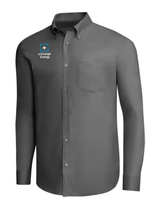 Brooks Brothers Dark Grey Wrinkle-Free Stretch Pinpoint Shirt w/InCharge Logo
