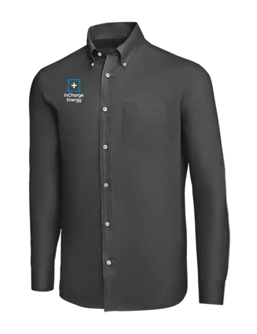Brooks Brothers Dark Grey Wrinkle-Free Stretch Nailhead Shirt w/InCharge Logo