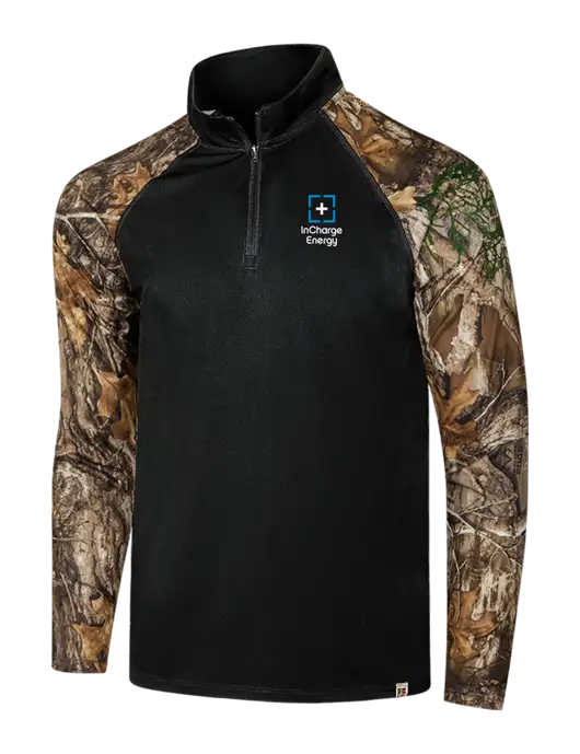 Russell Outdoors Black/Realtree Edge Camo Colorblock Performance 1/4 Zip w/InCharge Logo