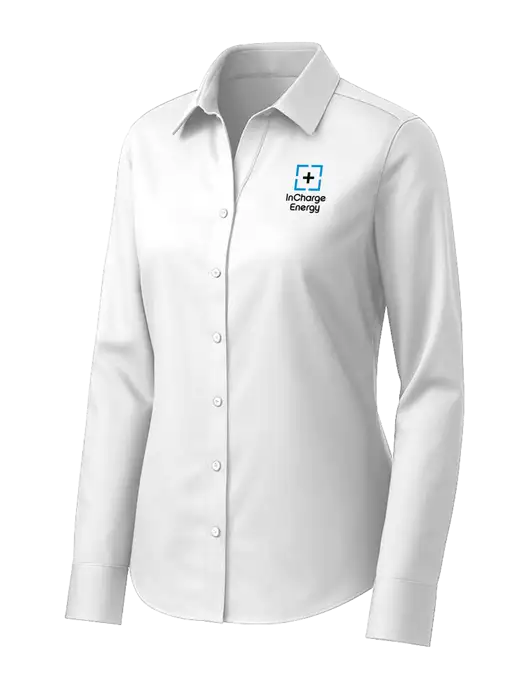 Brooks Brothers Womens White Wrinkle-Free Stretch Pinpoint Shirt w/InCharge Logo