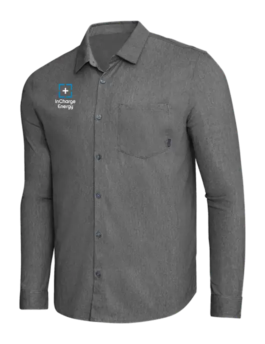 OGIO Dark Grey Heather Extend Long Sleeve Button Up Shirt w/InCharge Logo