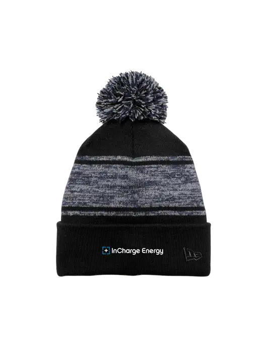 New Era Black/Navy Knit Chilled Pom Beanie w/InCharge Logo