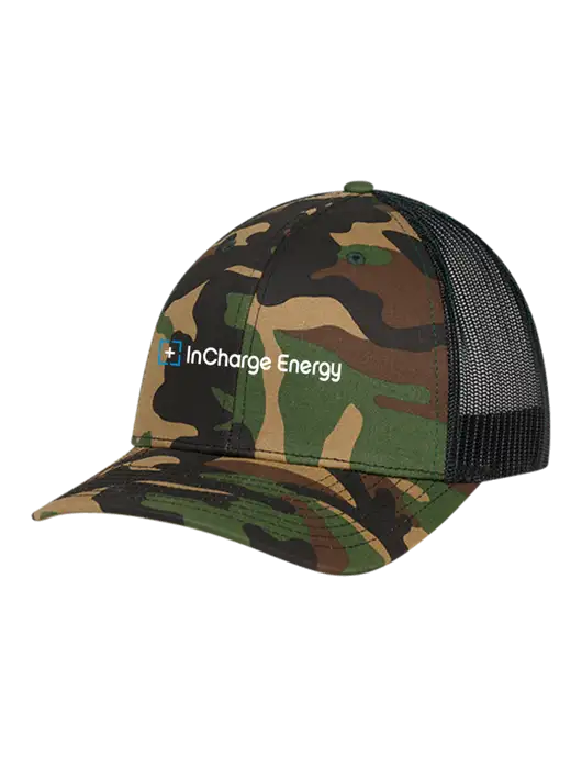 Richardson Adjustable Snapback Original 112P Trucker Cap Army Camo/Black  w/InCharge Logo