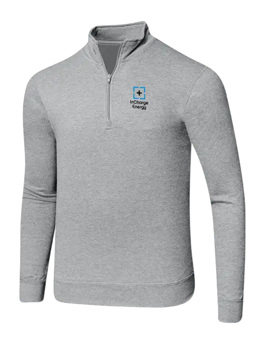 Light Heather Grey 8.5 oz Ring Spun 1/4 Zip Pullover Sweatshirt w/InCharge Logo
