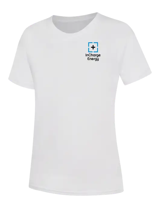 Womens White Core Blend Tee w/InCharge Logo