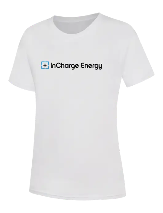 Womens White Core Blend Tee w/InCharge Logo