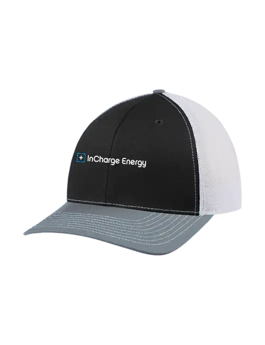 Richardson Adjustable Snapback Original 112 Trucker Cap Black/Light Heather Grey/White Mesh w/InCharge Logo