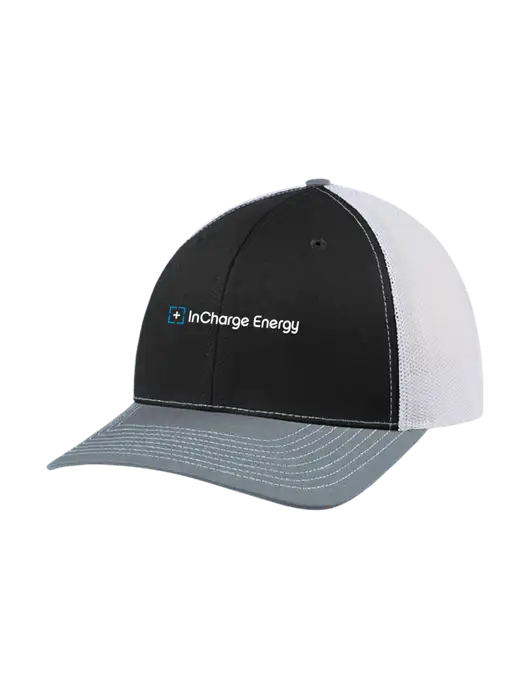 Richardson Adjustable Snapback Original 112 Trucker Cap Black/Light Heather Grey/White Mesh w/InCharge Logo