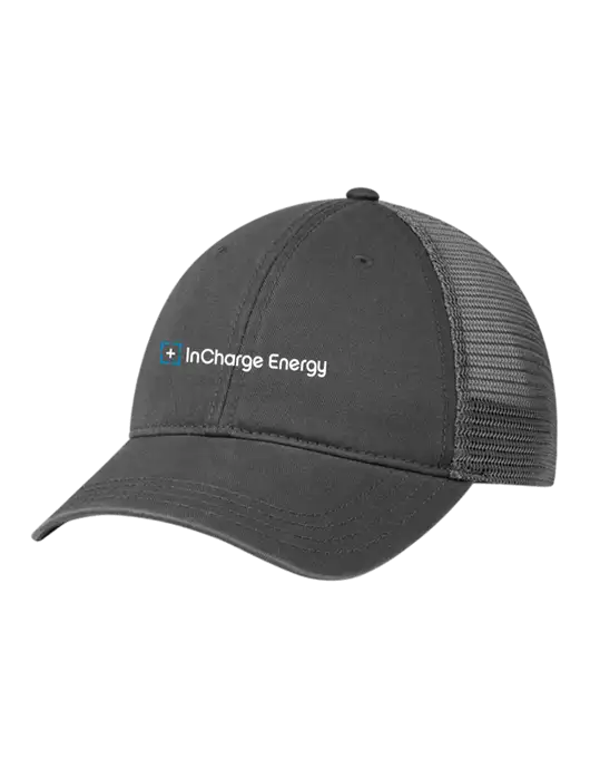 Richardson 111 Garment Washed Trucker Cap Charcoal w/Charcoal Mesh w/InCharge Logo