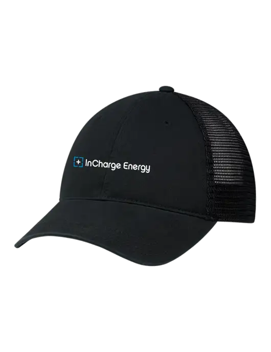 Richardson 111 Garment Washed Trucker Cap Black w/Black Mesh w/InCharge Logo