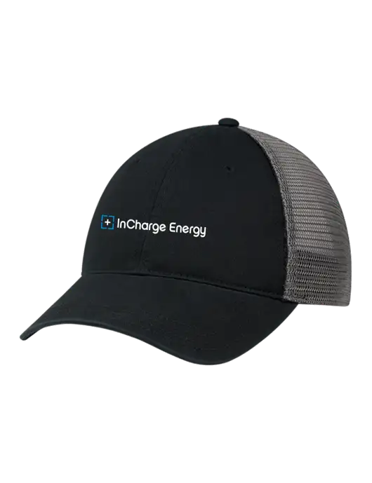 Richardson 111 Garment Washed Trucker Cap Black w/Charcoal Mesh w/InCharge Logo