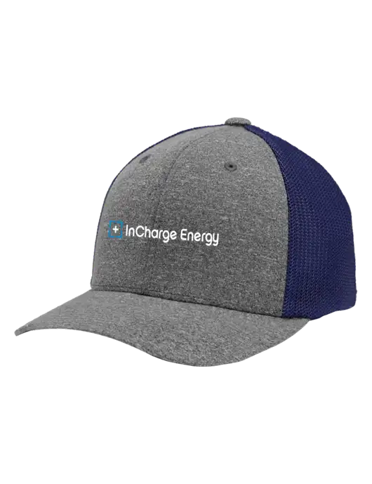 Flexfit Navy/Medium Grey Heather Melange Mesh Back Trucker Cap w/InCharge Logo