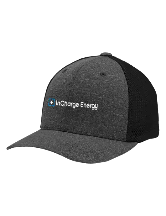 Flexfit Black/Dark Charcoal Heather Melange Mesh Back Trucker Cap w/InCharge Logo