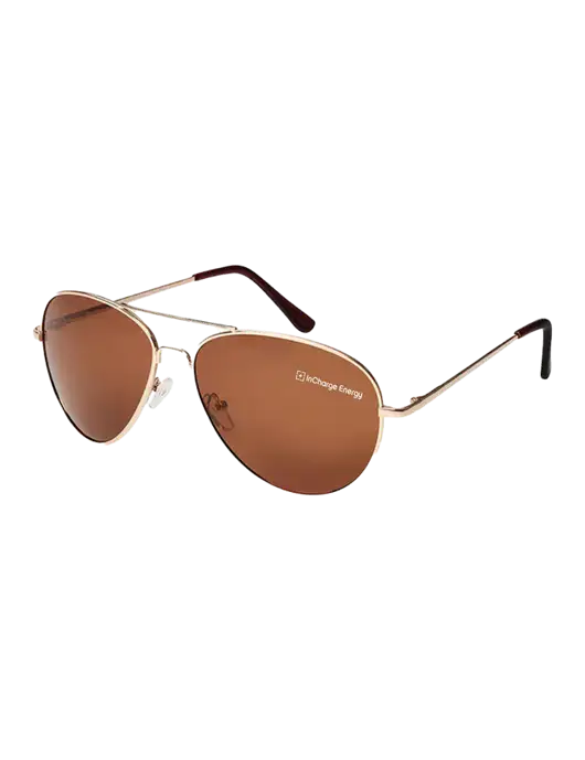 Aviator Coffee Brown with Gold Sunglasses  w/InCharge Logo