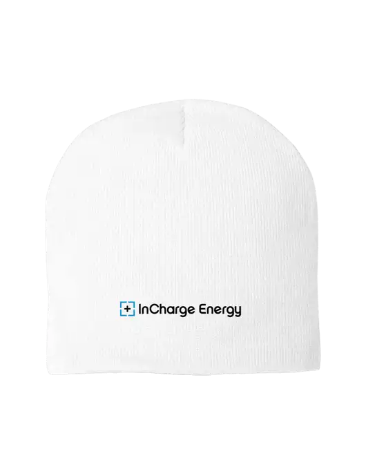 Solid White Element Knit Beanie w/InCharge Logo